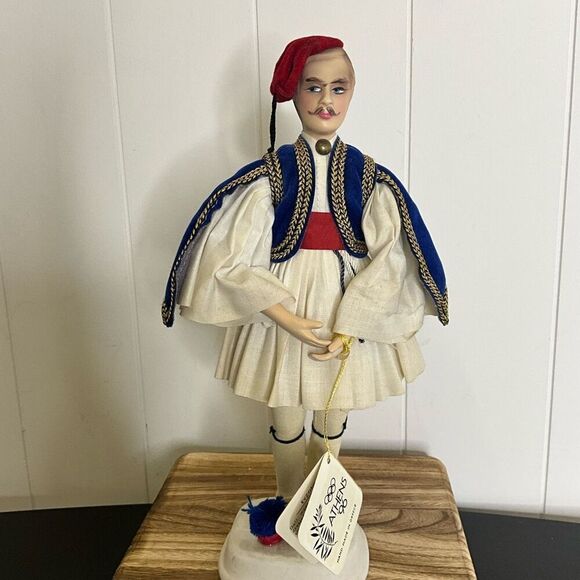 Vintage 1996 Greek Traditional Porcelain Doll With Clothing Made in Athens 11” - Picture 1 of 15